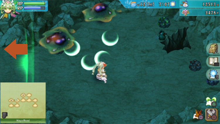 A barrier blocking the path heading west in Maya Road / Rune Factory 4