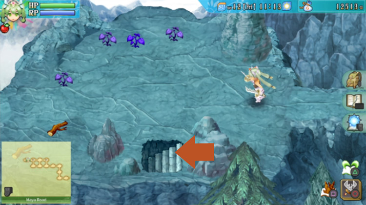 An area on Maya Road with steps heading underground / Rune Factory 4