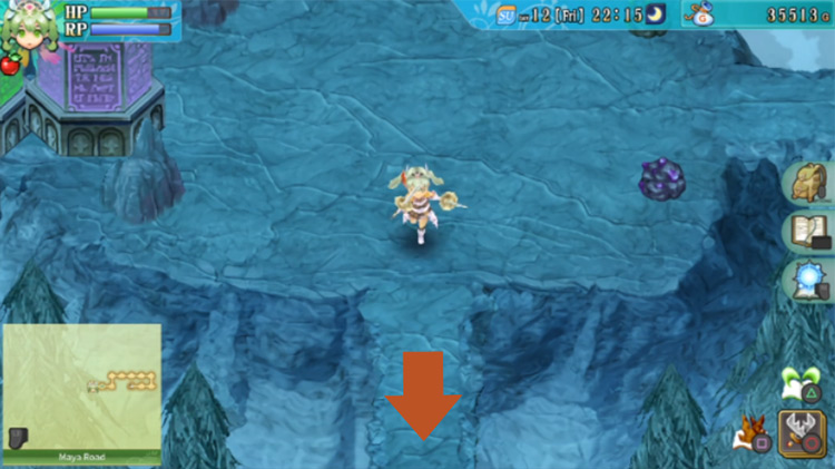 Frey heading towards a path in the south along Maya Road / Rune Factory 4