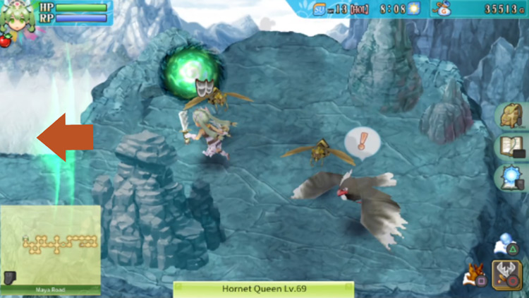 An area where the enemies must be defeated to clear a barrier in the west / Rune Factory 4