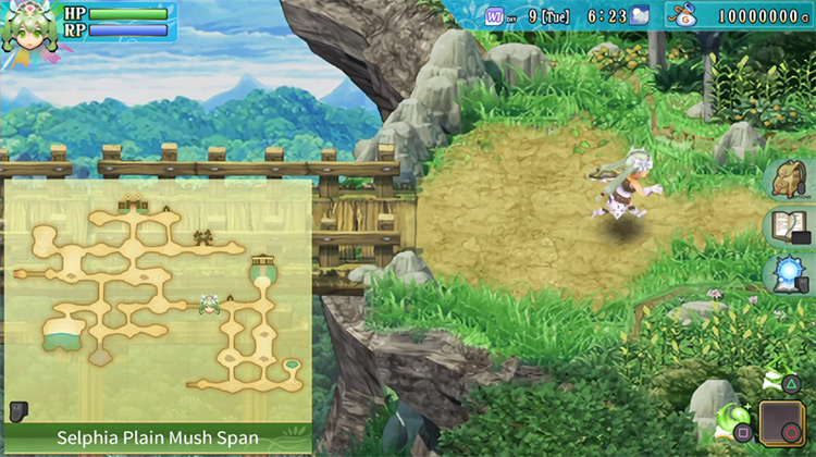 A bridge on Selphia Plain Mush Span connecting to the east section of the map / Rune Factory 4