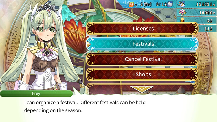 The Festivals Category at the Order Symbol / Rune Factory 4