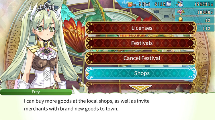 The Shops Category at the Order Symbol / Rune Factory 4