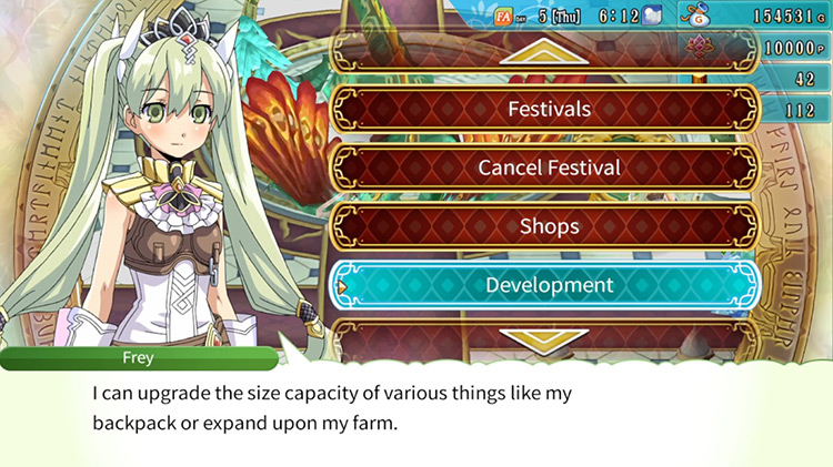 The Development Category at the Order Symbol / Rune Factory 4