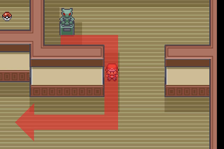 Exit the room and go down the hall / Pokémon FRLG