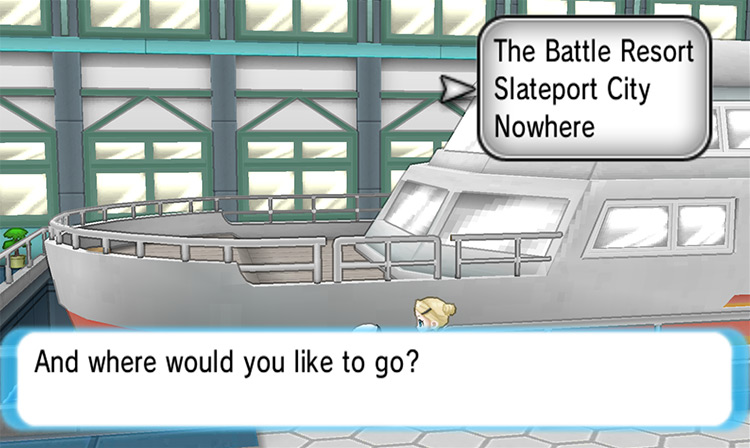 Boarding the S.S. Tidal from Lilycove City. / Pokémon Omega Ruby and Alpha Sapphire