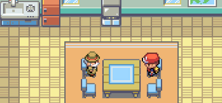 Sitting with the Name Rater in Lavender Town (Pokémon FireRed)
