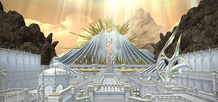 Inside the marble palace of Mt. Gulg (FFXIV)