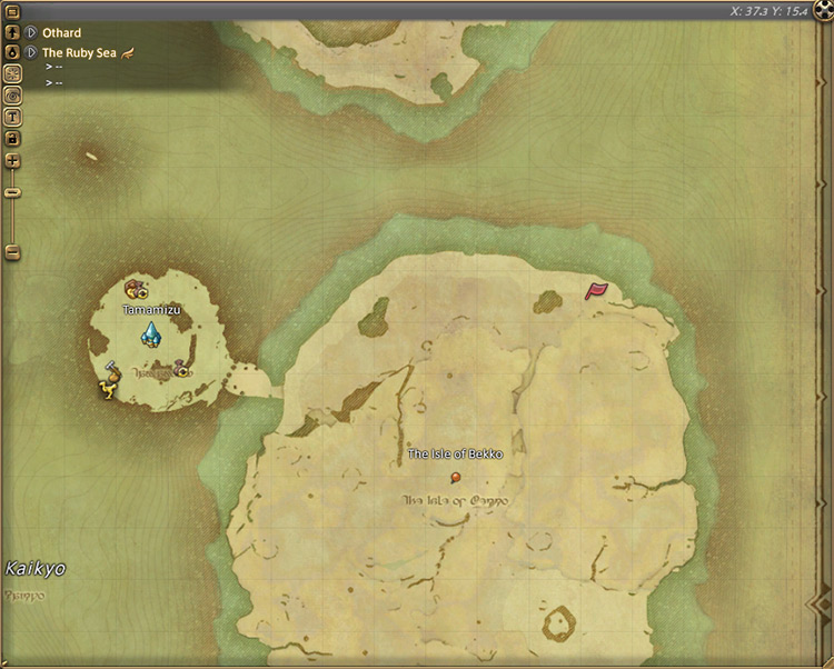 Seiryu’s map location in The Ruby Sea / Final Fantasy XIV