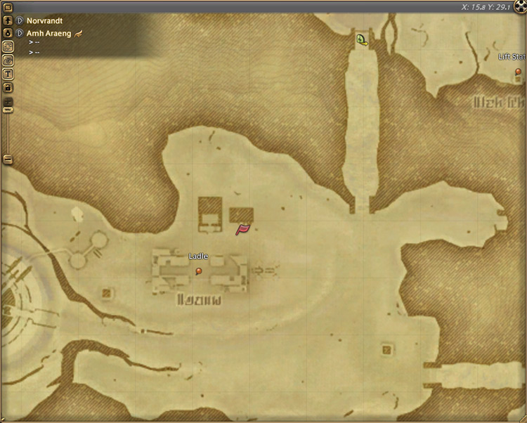 Ryne’s map location in Amh Araeng / Final Fantasy XIV