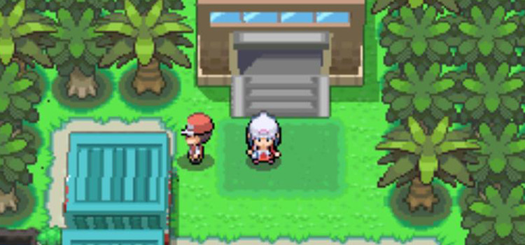 Standing near the fisherman NPC with the Super Rod (Pokémon Platinum)