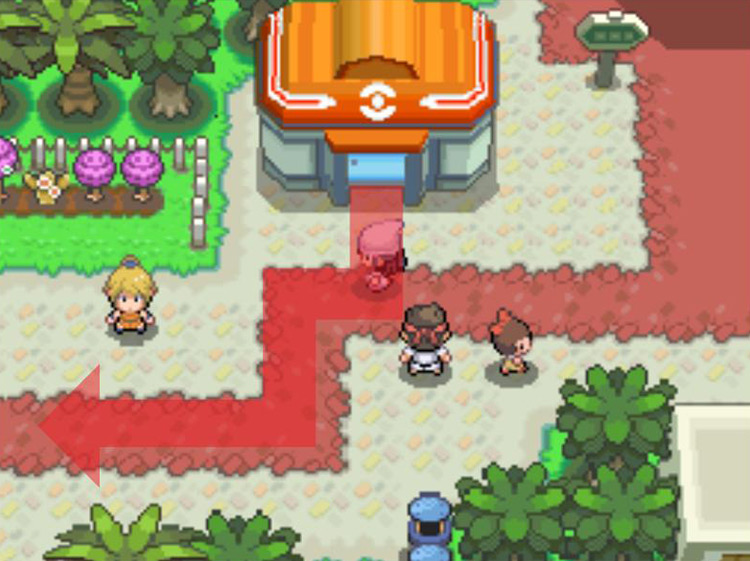 Moving west from the Fight Area’s Pokémon Center. / Pokémon Platinum