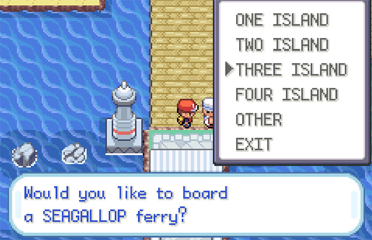 Sailing to Three Island from the Vermilion City port (with the Tri / Rainbow Pass.) / Pokémon FRLG