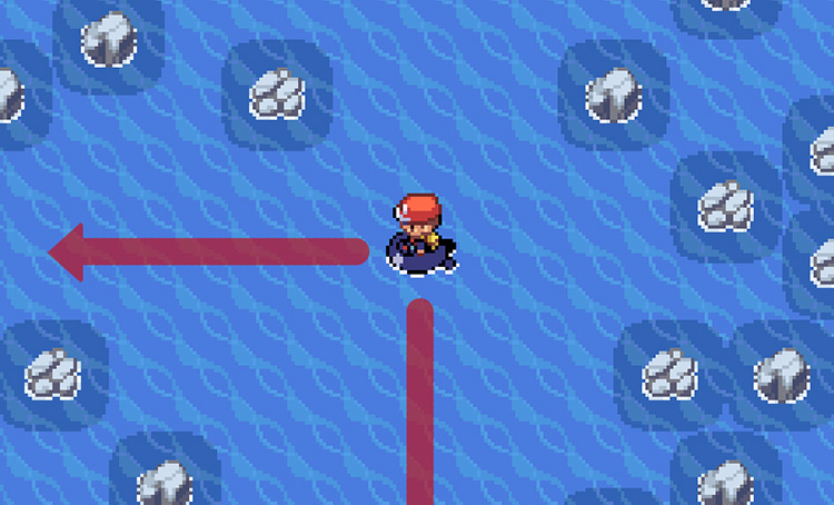 Start sailing west as soon as you hit the first “corner” in the Water Labyrinth / Pokémon FireRed & LeafGreen