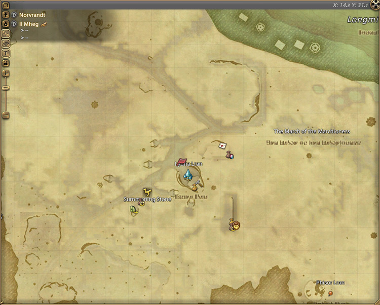 Sul Uin’s map location in Il Mheg / Final Fantasy XIV