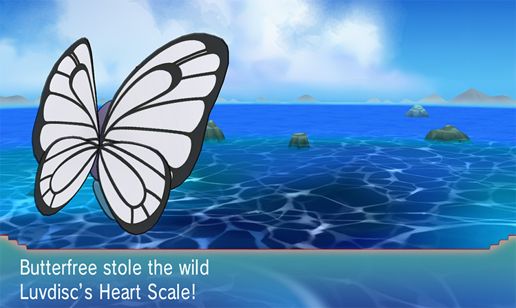 Using Thief to obtain a Heart Scale from the wild Luvdisc / Pokémon Omega Ruby and Alpha Sapphire