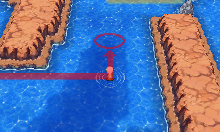 The closest Dive spot to the Dread Plate’s location. / Pokémon Omega Ruby and Alpha Sapphire
