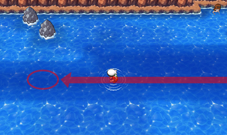 The closest Dive spot to the Earth Plate’s location. / Pokémon Omega Ruby and Alpha Sapphire