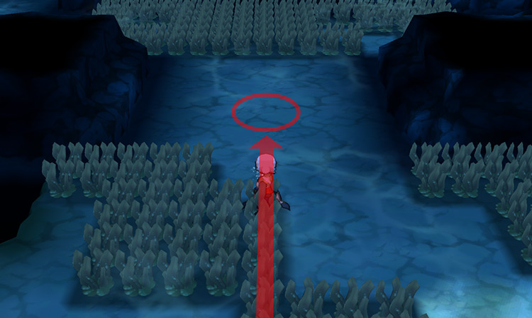 The hidden Earth Plate’s location. / Pokémon Omega Ruby and Alpha Sapphire