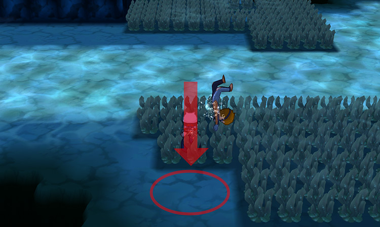 The clearing where the Fist Plate is hidden. / Pokémon Omega Ruby and Alpha Sapphire