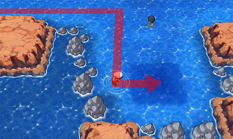A Dive spot on Route 107. / Pokémon Omega Ruby and Alpha Sapphire