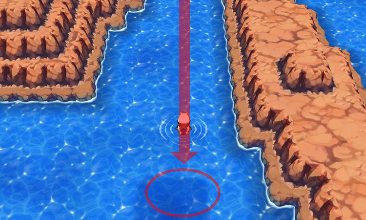 The closest Dive spot to the Insect Plate on Route 127. / Pokémon Omega Ruby and Alpha Sapphire