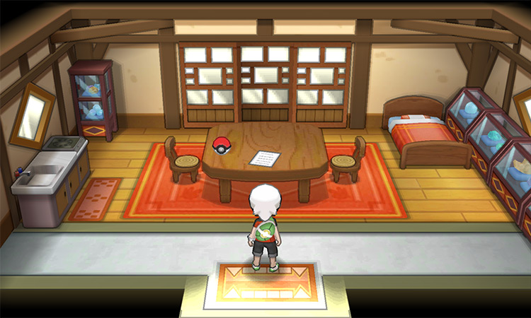 Steven’s letter and a Pokéball containing Beldum on the table. / Pokémon Omega Ruby and Alpha Sapphire