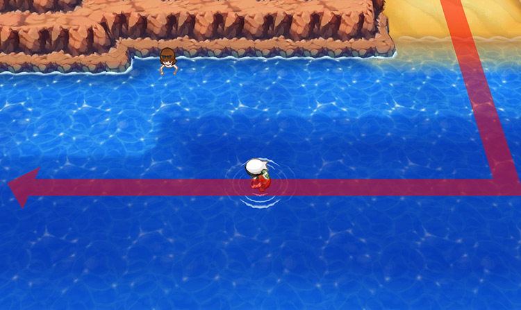 Surfing on Route 130. / Pokémon Omega Ruby and Alpha Sapphire