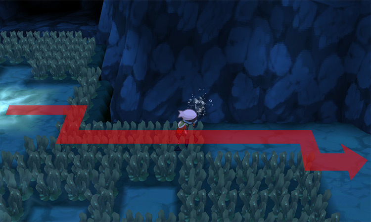 An underwater area on Route 124. / Pokémon Omega Ruby and Alpha Sapphire