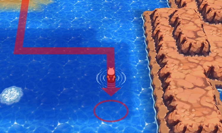 The closest Dive spot to the Splash Plate. / Pokémon Omega Ruby and Alpha Sapphire