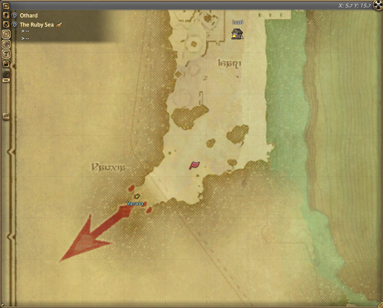Soroban’s map location in The Ruby Sea / Final Fantasy XIV