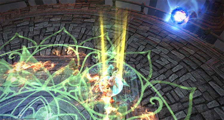 Stand in the circle and face your character toward the arrow’s direction / Final Fantasy XIV