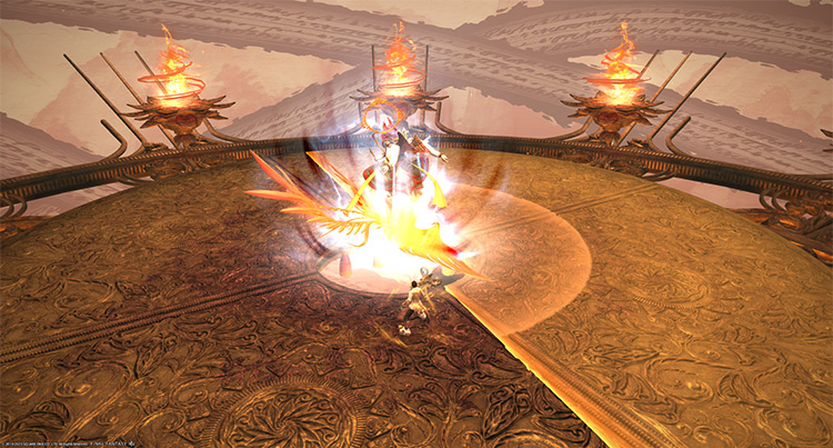 A 180-degree AoE after the initial multi-hit tankbuster attack / Final Fantasy XIV