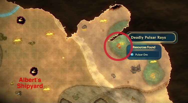 Deadly Pulsar Rays location on the map / Spiritfarer