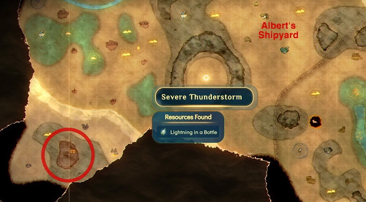 Severe Thunderstorms event location on the map / Spiritfarer
