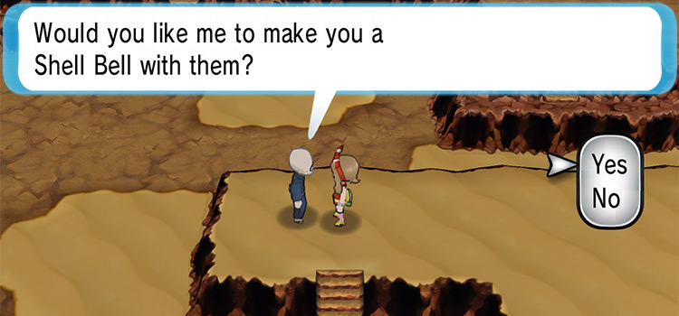 Asking the Old Man NPC to make a Shell Bell (Alpha Sapphire)