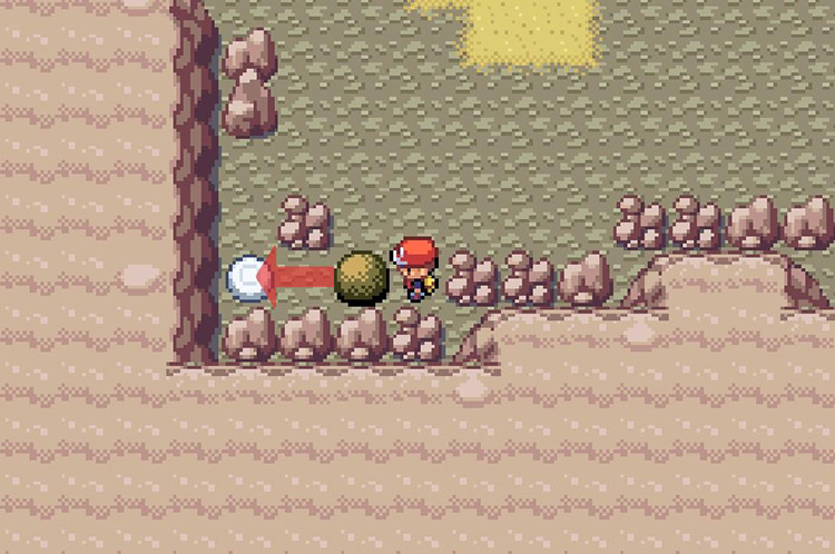 Push the boulder two times onto the button / Pokémon FireRed & LeafGreen