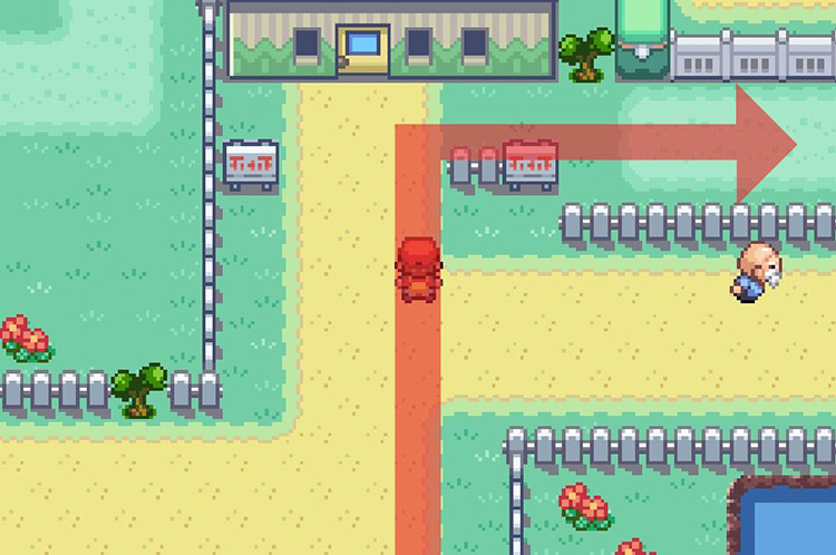 Turn past the cuttable tree to the right / Pokémon FireRed & LeafGreen