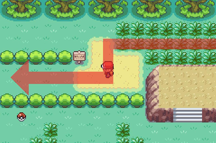 Keep west past the sign to Area Three / Pokémon FireRed & LeafGreen