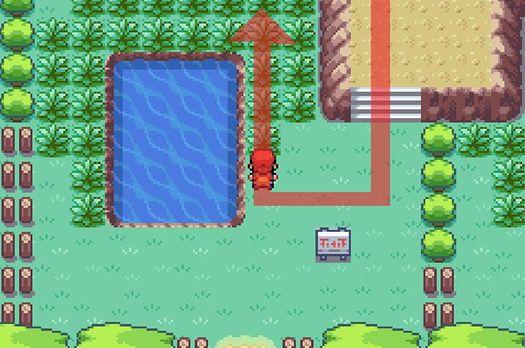 Head north past the body of water / Pokémon FireRed & LeafGreen