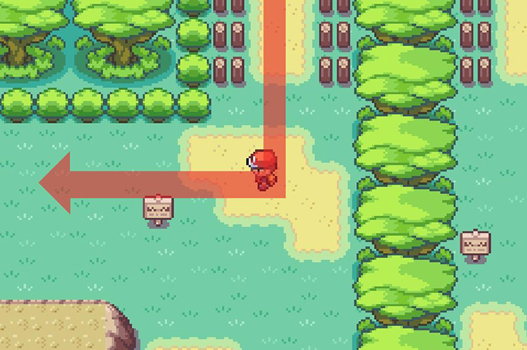 Head west past the wooden sign in Area 4 / Pokémon FireRed & LeafGreen