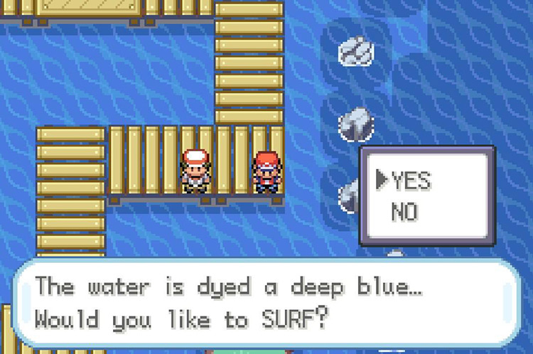 Use Surf next to this fisherman / Pokémon FRLG