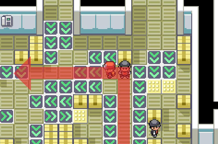 Step onto the tiles leading west / Pokémon FRLG