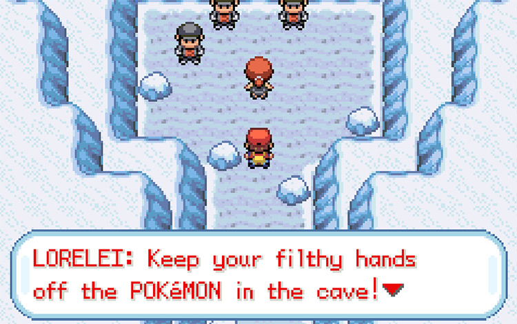 Helping Lorelei defeat the Team Rocket Grunts in Icefall Cave / Pokémon FRLG