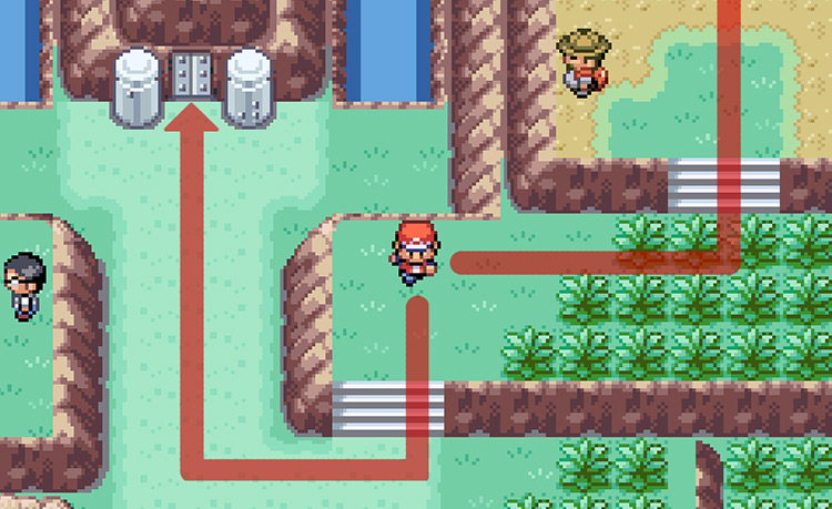 Moving to the entrance of the Dotted Hole cave on Six Island / Pokémon FRLG