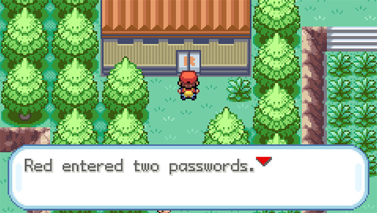 Entering the passwords in order to enter the Rocket Warehouse on Five Island / Pokémon FRLG