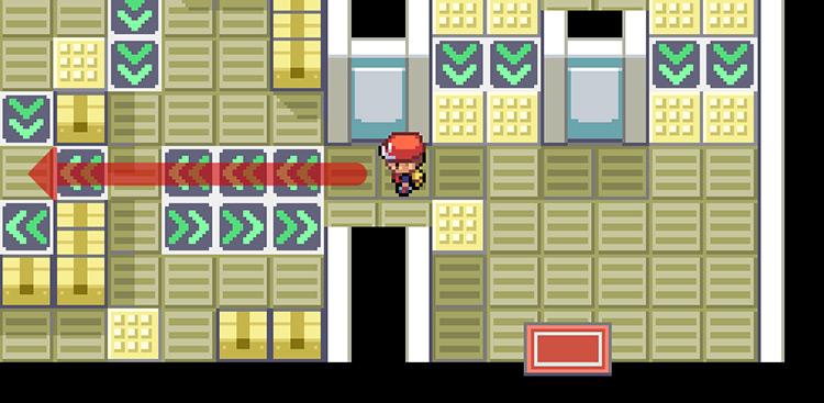 Go across these arrows first in the Rocket Warehouse / Pokémon FRLG