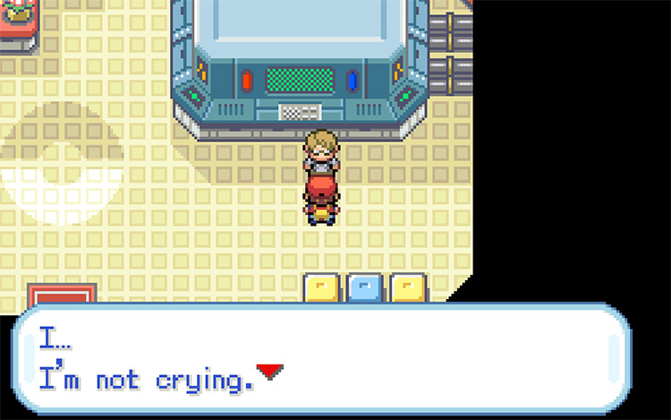 Celio crying after getting the Network Machine working / Pokémon FRLG