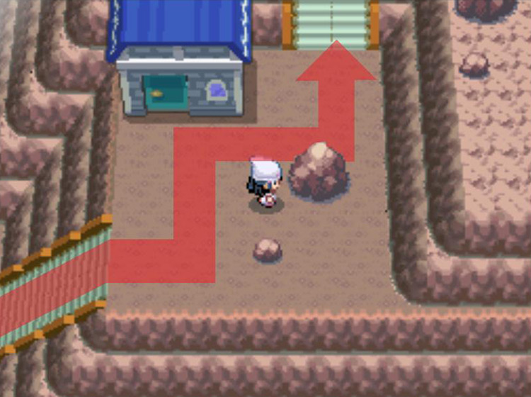 Passing the house and heading for the staircase / Pokémon Platinum