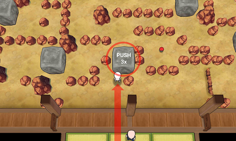 Pushing the first boulder upwards / Pokémon ORAS